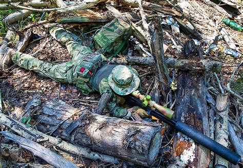 Russian Fsb Special Forces Soldier With Vks Sniper Rifle Vykhlop 27