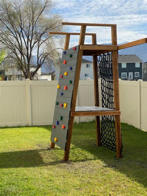 Diy Kids Climbing Wall And Platform Playground Backyard