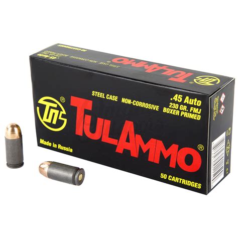 Notify Me Tulammo Steel Case 45 Acp Ammo 230 Grain Fmj 50 Round Box