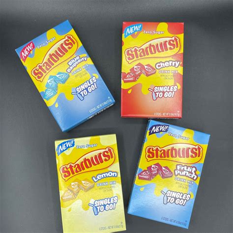 New Starburst Drink Mix Sachets Pack Includes Blue Raspberry Lemon