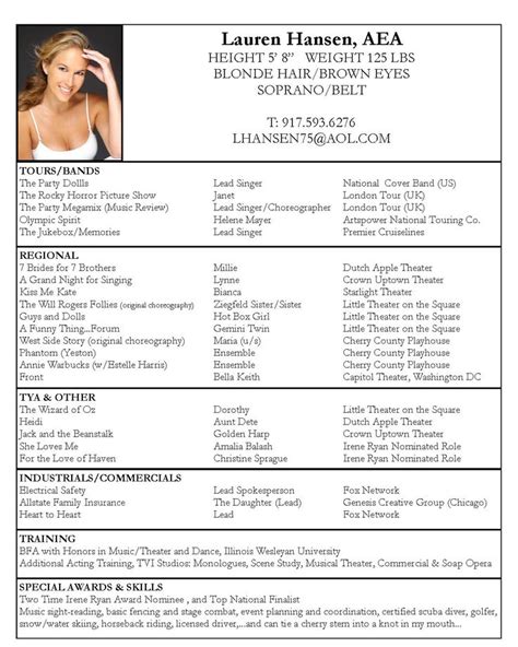 Resume examples for the next step in your entertainment career. Resume, Acting resume template and Acting on Pinterest