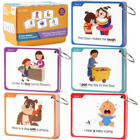 Buy Joy Dynasty Sight Words Flash Cards With Pictures And Sentences 220