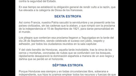 Sexta Estrofa Explicacion Himno De Honduras Youtube