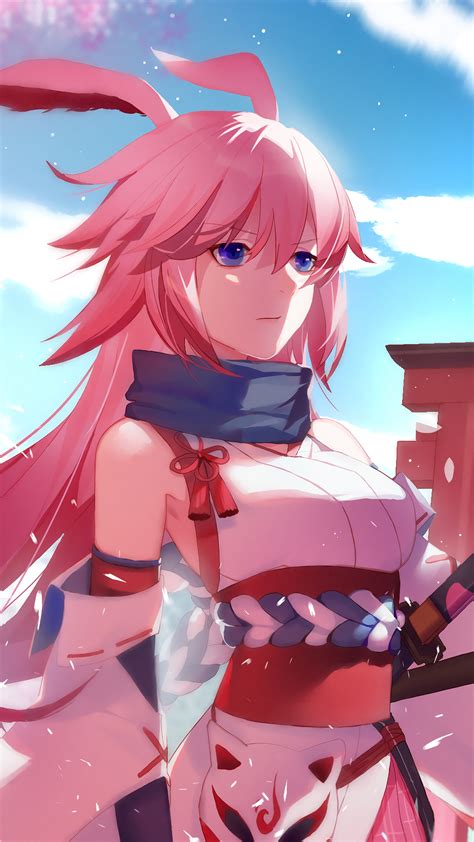 Anime Girl Pink Hair Katana Honkai Impact 3rd Yae Sak