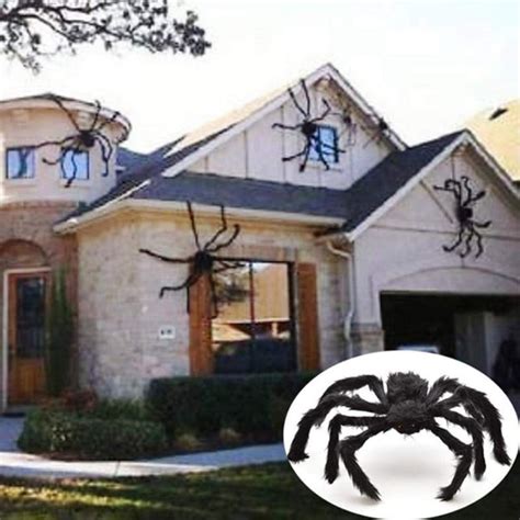 Halloween Giant Spider Decorations Large Fake Spider With Straps Hairy