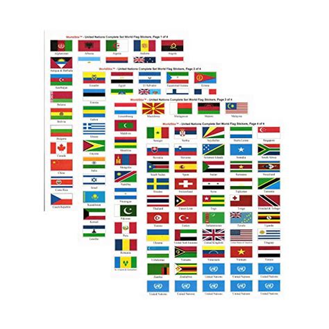 Made In The Usa United Nations Sticker Set With Country Name 15 X 1