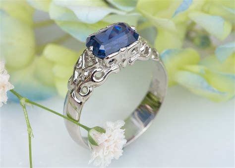 Natural Blue Sapphire Ring In 18k White Gold Hunt Country Jewelers