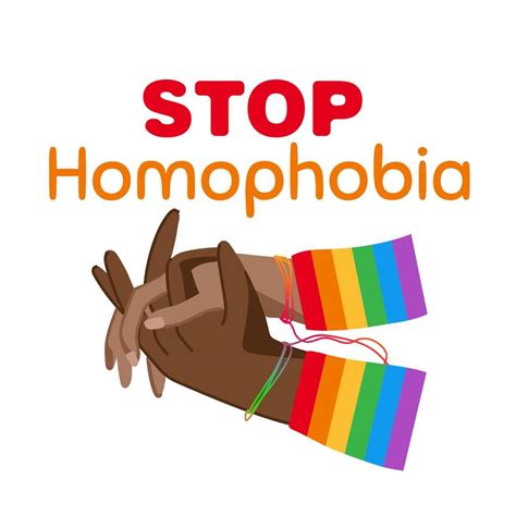 rainbow stop sign with a hands and text stop homophobia for the international day against