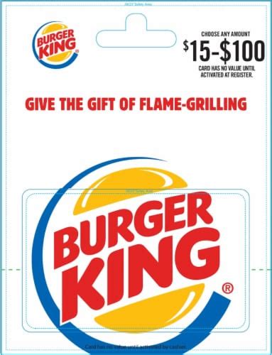 Burger King 15 100 Gift Card Activate And Add Value After Pickup
