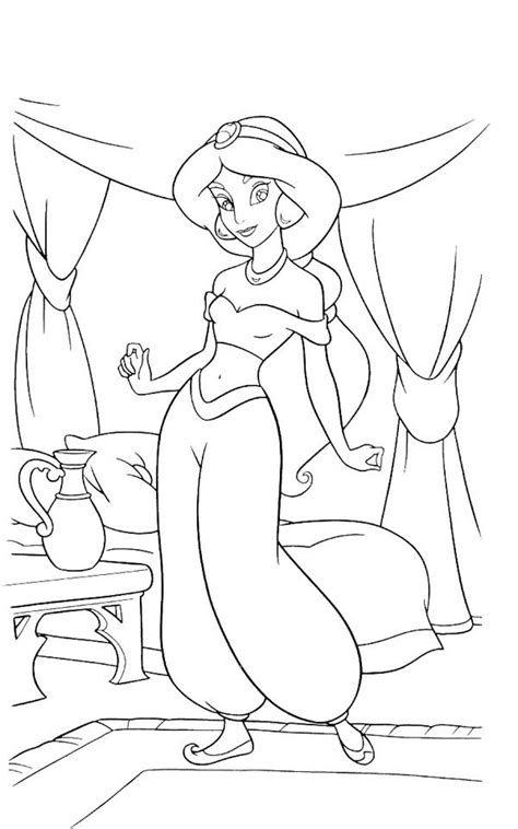 Disney Princess Jasmine From Aladdin Coloring Pages Printable Coloring Pages Easy Disney