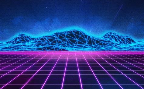 Download Wallpaper Mountains Music Neon Hills Electronic Synthpop