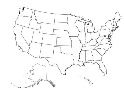 Blank Printable Map Of Usa