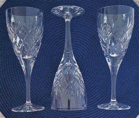 Royal Doulton Crystal Elizabeth Wine Glasses Vintage Set Of 3 Stemware Signed Royaldoulton