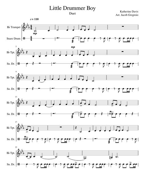 Check this this clever arrangement of the holiday gem little drummer boy. it's a drumset feature at around 172 bpm in the style of neal hefti's cute with a written trumpet 2 solo. Little Drummer Boy Sheet music for Trumpet (In B Flat), Snare Drum (Mixed Duet) | Musescore.com