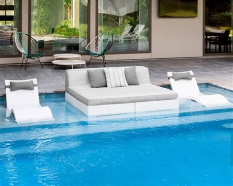 Double In Pool Chaise Lounge Ledge Lounger Modern Pools Pool Furniture