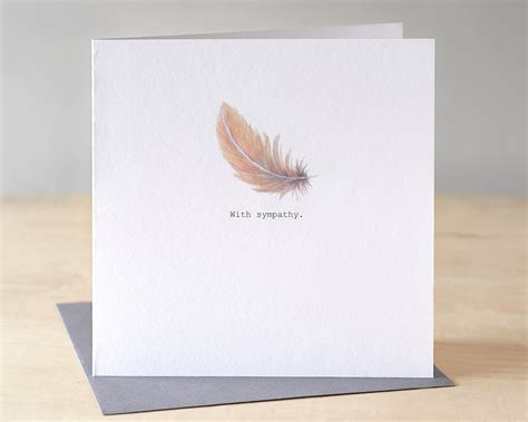 Sympathy Card With Floating Feather Condolence Card Etsy Uk