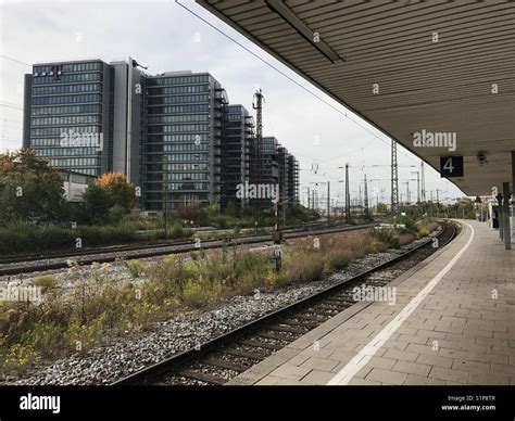 Train Tracks To Munich Airport Stock Photo Alamy