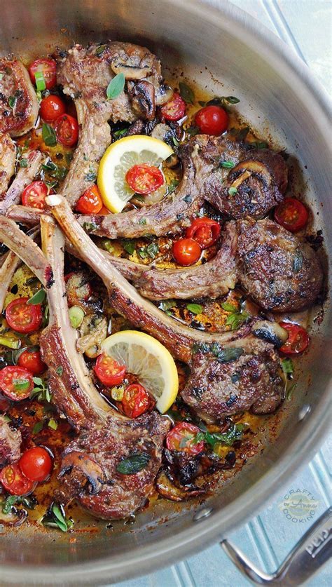 Marinated Greek Lamb Chops With Mushrooms And Tomatoes Recipe Greek