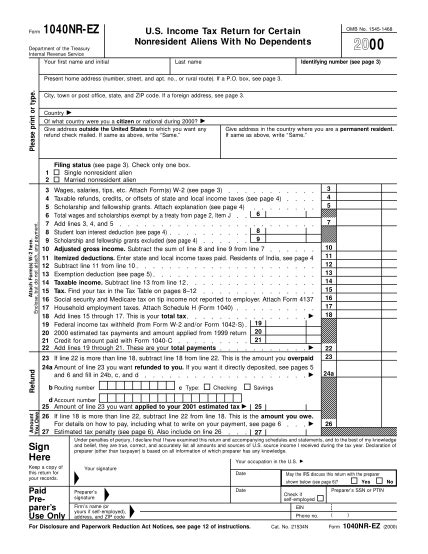 18 Form 1040nr Ez Free To Edit Download And Print Cocodoc