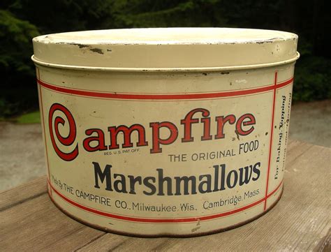 vintage campfire marshmallows tin large round advertising etsy campfire marshmallows