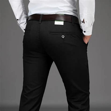 Men Pants Length Khaki Business Casual Pants Men Black Straight Brand