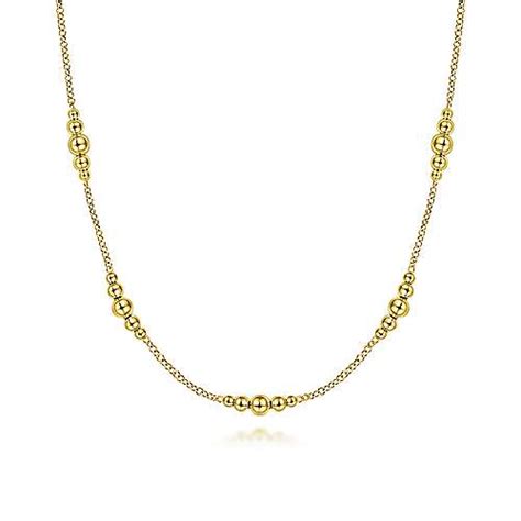 Graduated Bead Station Necklace In 14k Yellow Gold Baileys Fine Jewelry