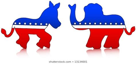 Democrat Republican Party Symbols Donkey Elephant Stock Vector Royalty