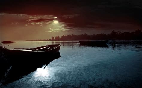 Moonlight Night On The River Wallpapers And Images