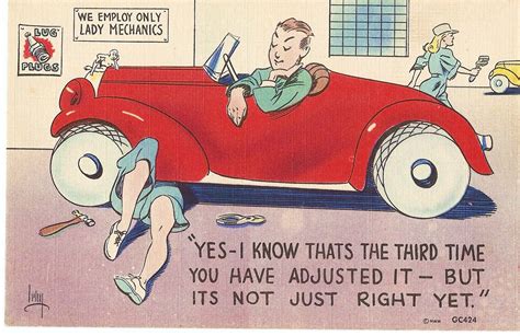 Vintage Comic Postcard Risque Lewd Lady Mechanics Cartoon Etsy