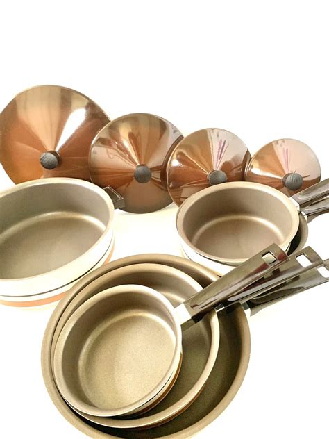Vintage Regal Ware Cast Aluminum Cookware Set Pieces Creme Brown