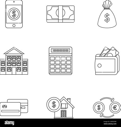 Finance Icons Set Outline Style Stock Vector Image And Art Alamy