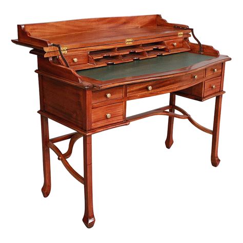 Solid Mahogany Wood Large Writing Desk With Lift Top Antique