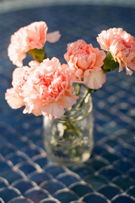 Simple Peach Carnation Centerpiece Carnation Wedding Flowers