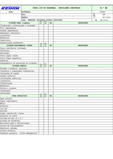 Xls Check List Inspeção Sanitária Dokumentips