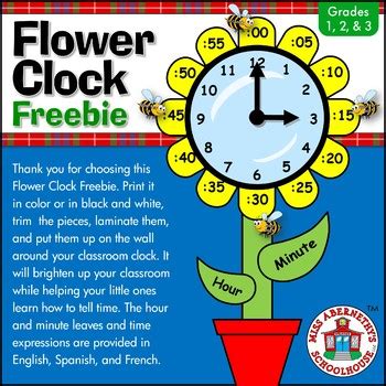 Flower Clock Labels Freebie by Miss Abernethy's Schoolhouse | TpT