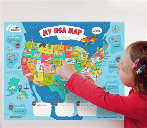 Usa Map Poster For Kids The Usa Map That Brings Geography Alive