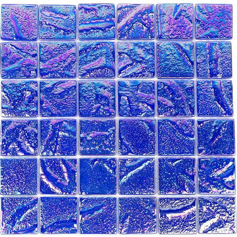 Ivy Hill Tile Marina Iridescent Squares Blue Glass Mosaic Wall Tile 3