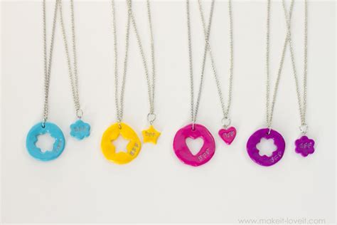 These colorful mini clay charms are perfect and simple for your summer jewelry. DIY 'Frozen' and 'BFF' Clay Charm Necklaces | Clay charms, Polymer clay charms, Clay jewelry