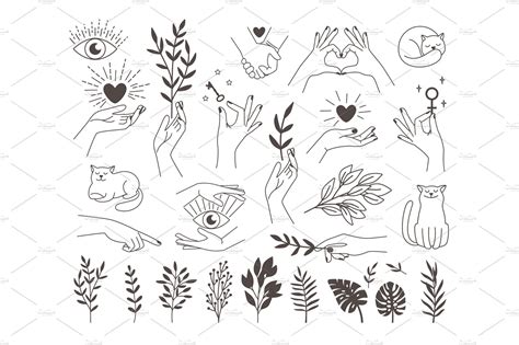 Collection Icons Magic Hands Tattoo Illustrations Creative Market