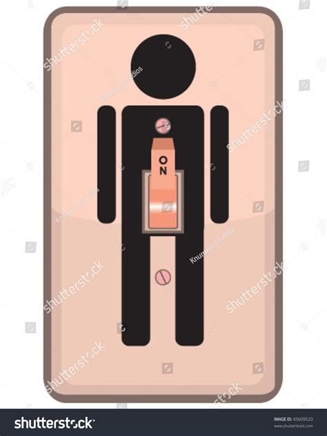 Vector Turned On Light Switch Happy Stock Vector Royalty Free