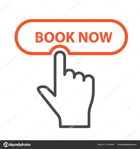 Finger Press Book Now Button Booking And Online Reservation Stock