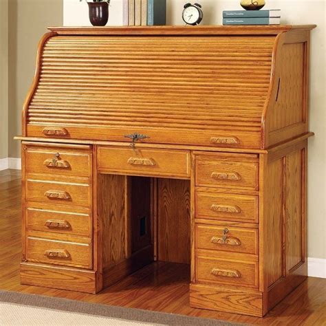 Palmetto Roll Top Computer Desk Oak Coaster Furniture