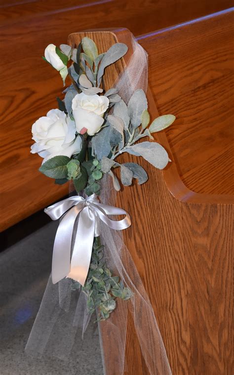 White Rose and Eucalyptus Wedding Aisle Decor/Pew Markers | Wedding