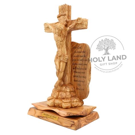 Sacrifice Of Christ Statue Olive Wood Carving Holy Land T Shop
