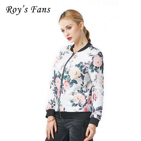 Roys Fans Women Casual Jacket Print Floral Long Sleeve Fashion Female