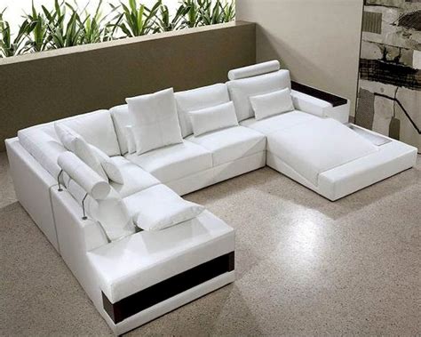 Contemporary White Leather Sectional Sofa Set 44l0692hl