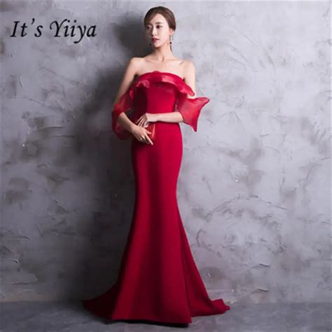 buy it s yiiya elegan strapless wine red prom dresses fashion ruffles floor