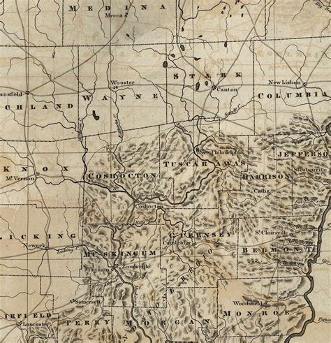 Map Of Ohio Oh Including County Line 1820 Vintage Restoration