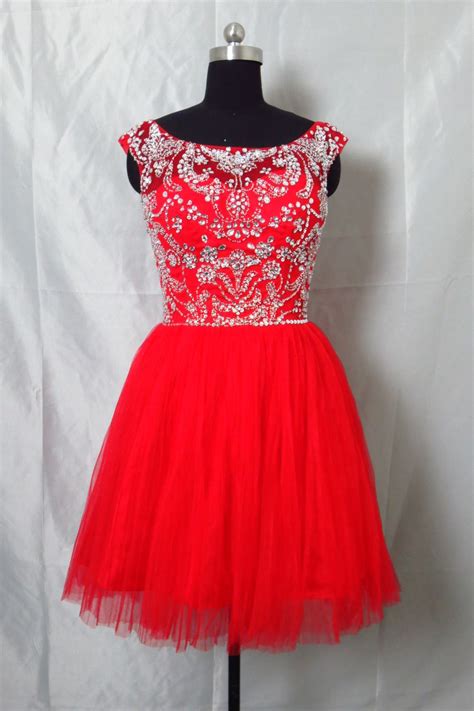 homecoming dresses 2019 scoop short mini tulle beaded open back ldp1k3r1a5 red prom dress