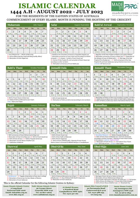 Shia Islamic Calendar 2023 Get Calendar 2023 Update